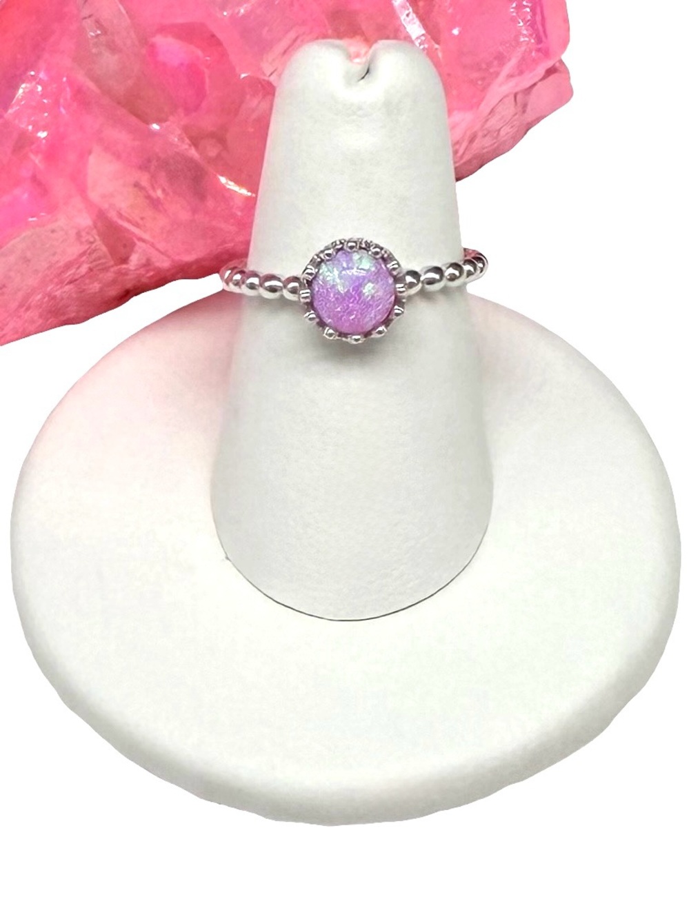 Pink Fire Opal Ring Size 8 Solid 925 Sterling Silver